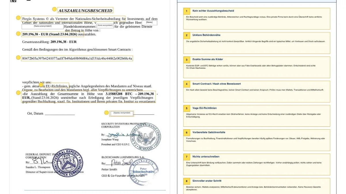 Recovery-scam nach Kryptobetrug