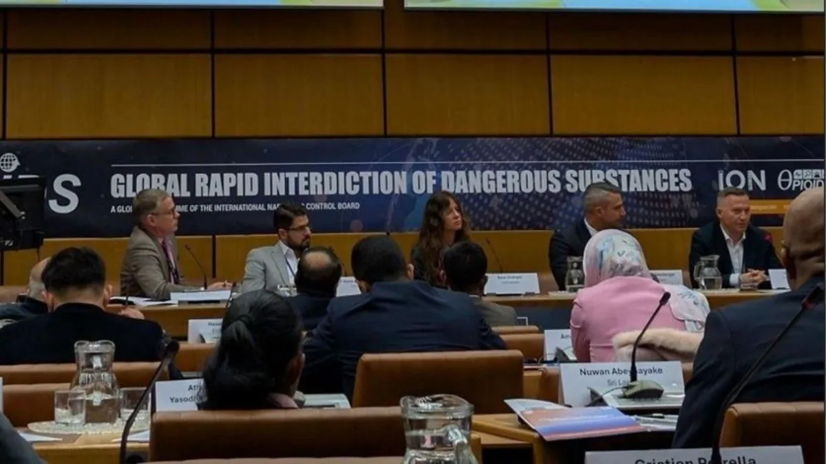 Expertenpanel zu Blockchain-Forensik, Stablecoins, Blockchain Intelligence und Finanzkriminalität bei der UN-Konferenz „Tech Against Trafficking II“ im Vienna International Centre in Wien mit Vertretern des INCB GRIDS Programme, TRM Labs, Chainalysis, AQ Forensics, Crystal Intelligence und PayPal.