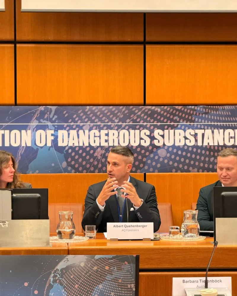 Albert Quehenberger hält einen Fachvortrag bei den Vereinten Nationen über Blockchain-Forensik, Stablecoins und internationale Finanzermittlungen.